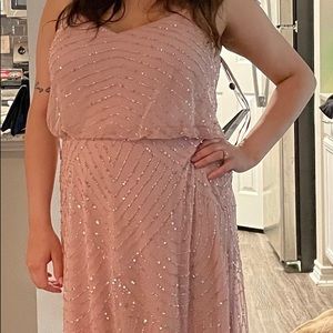 Adrianna Papell Aurora Pink Art Deco Beaded Blouson dress